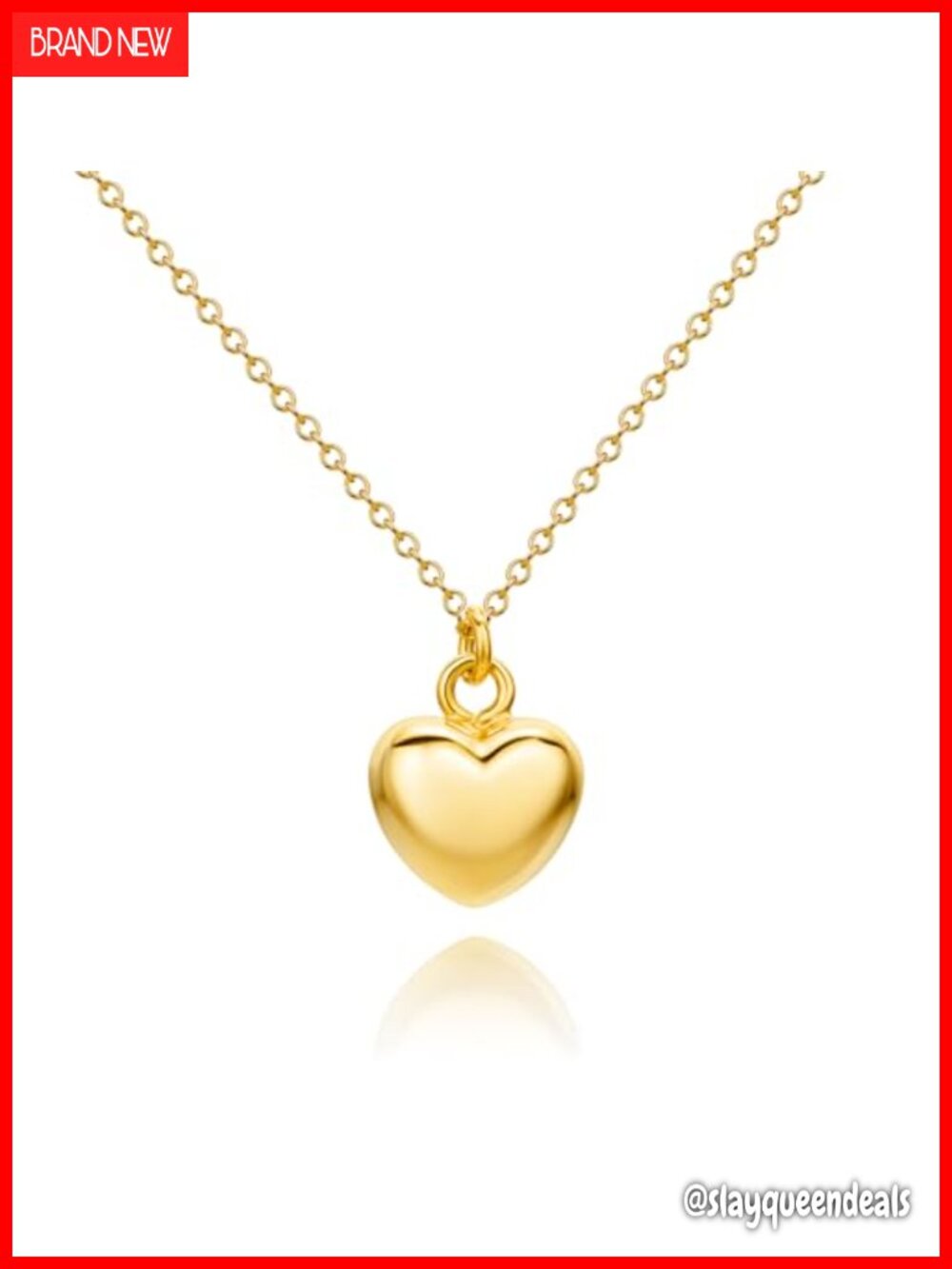 18k Gold Plated 925 Sterling Silver Heart Pendant Necklace